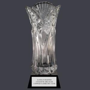 13" Custom Engraved Elland Optical Crystal Award Vase With Base Professional Online