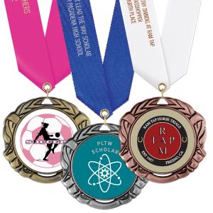 2-3/4"  Custom XBX Award Medal w/ Satin Neck Ribbon For Sale