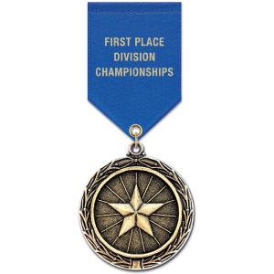 2-1/4" Custom LX Award Medal With Satin Drape Ribbon Buy Cheap The Cheapest