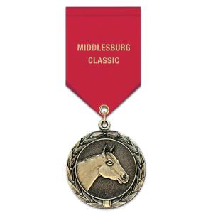 1-3/4" Custom HBX Award Medal With Satin Drape Ribbon Largest Supplier