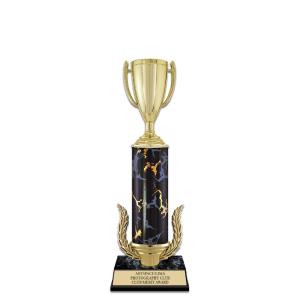 12" Black Faux Marble Award Trophy With Wreath Clearance Eastbay