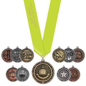 2-1/4" Custom LX Award Medal With Satin Neck Ribbon Cheap Pice Discount Authentic