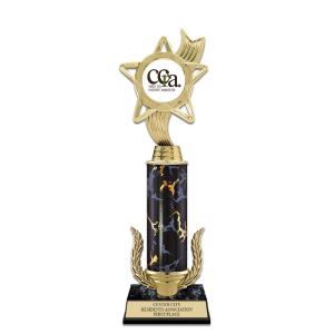 12" Custom Black Faux Marble Award Trophy w/Wreath & Insert Top Clearance Get To Buy