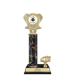 12" Custom Black Faux Marble Award Trophy w/Trim & Insert Top Recommend Cheap Pice