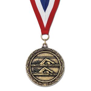 2-1/4" Stock LX Award Medal With Red/White/Blue or Year Grosgrain Neck Ribbon Cheap For Nice