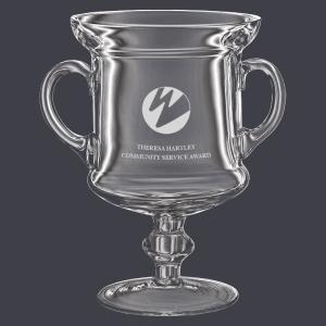 10" Glass Award Trophy With Handles Pay With Visa For Sale