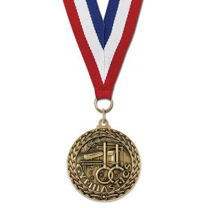 1-3/4" Stock LFL Award Medal With Red/White/Blue or Year Grosgrain Neck Ribbon Free Shipping Get To Buy