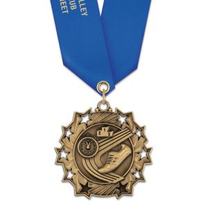 2-1/4" Stock TS Award Medal With Custom Satin Neck Ribbon Store With Big Discount