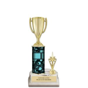 10" Custom Column Trophy with Trim and White Base Best Place Cheap Pice