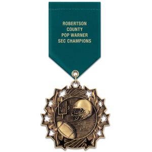 2-1/4" Stock TS Award Medal With Custom Satin Drape Ribbon Free Shipping Footlocker Finishline