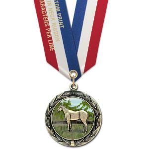 1-3/4" Custom HBXC Color Fill Award Medals With Specialty Satin Neck Ribbon Cheap Sale Now