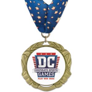 2-3/4  Custom XBX Award Medal w/ Millennium Neck Ribbon Quality From China Cheap