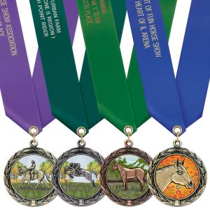 1-3/4" Custom HBXC Color Fill Award Medals With Satin Neck Ribbon Sale With Credit Card