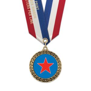 1-3/4" Custom LFL Award Medal With Specialty Satin Neck Ribbon Footlocker Pictures