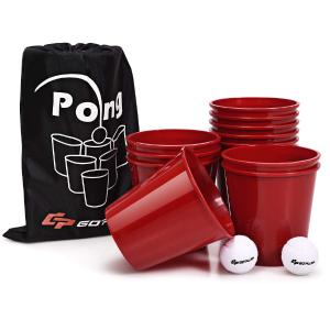 Yard Pong, Giant Pong Game Set with 12 Buckets, 2 Balls and a Carry Bag Discount Big Sale