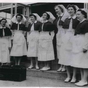 1953 Press Photo RAF nurses, MacNamara,Baxter,McPhail,Ward,Weir,Lay Discount Footaction