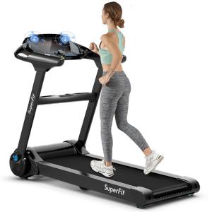 2.25HP   LED - 2.25HP Folding Treadmill Running Jogging Machine with LED Touch Display-Black Discount Best Seller