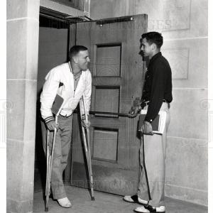 1954 Press Photo Michigan Footbal Players hurt Nicekicks Cheap Pice