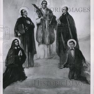 1954 Press Photo Saints on canvas - nec87388 Outlet Cheap