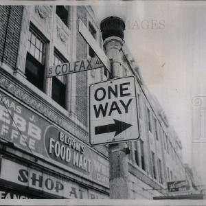 1954 Press Photo Street Sign Traffic Symbols Michigan Classic