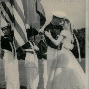 1954 Press Photo U.S. Naval Academy Flags Color Guard Clearance Low Pice Fee Shipping