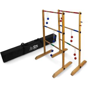 Yard Games Backyard Outdoor Wooden Double Ladder Toss Game Set w/ Case, Red/Blue Factory Outlet