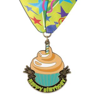 2-1/2" Stock SS Birthday Medal With Full Color Millennium Celebrate Neck Ribbon Discount Original