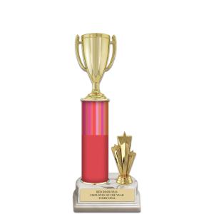12" Custom Column Trophy with Trim and White Base Free Shipping Geniue Stockist