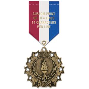 2-1/4" Custom TS Award Medal With Specialty Satin Drape Ribbon Cheap Purchase