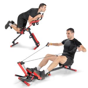 4 in 1 Folding Rowing Machine, AB Crunch Workout Machine w/3-Level Angle & Adjustable Tension Free Shipping Cost