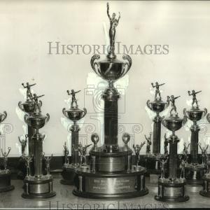1954 Press Photo Big State Championship Football Trophy for High Schools Discount Pices