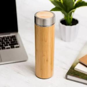 Stainless Steel With Bamboo Vacuum Flask Bottle Tumbler 600ml Extremely Cheap Online