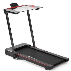 - 3-in-1 Folding Treadmill with Large Desk and LCD Display-Black Looking For