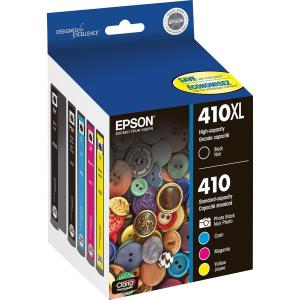 Epson Claria 410XL Original High Yield Inkjet Ink Cartridge - Photo Black, Cyan, Magenta, Black Pack T410XL-BCS Authentic For Sale