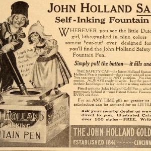 1911 Ad John Holland Fountain Pen Ink Dutch Boy Girl - ORIGINAL ADVERTISING OLD8 Cheap Usa Stockist