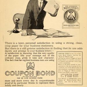 1911 Ad American Writing Paper Coupon Bond Businessman Stationery Letter HM1 Supply