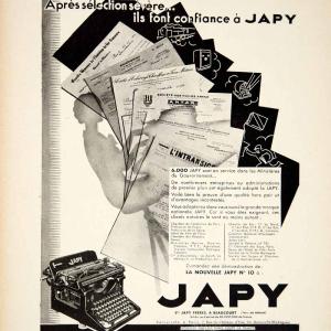 1935 Ad Vintage French Japy Typewriter Office Machine Typewriting Typing VEN9 Find Great Cheap Online