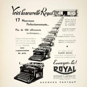1935 Ad Vintage French Royal Typewriters Typing Machine Typewriting Antique VEN9 Outlet Visit