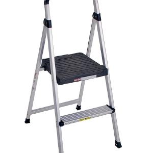 Cosco 11-628-ABK4 2-Step Folding Step Stool, Silver/Black, Aluminum Choice