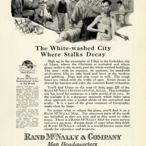 1922 Ad Rand McNally Map Headquarters International Atlas World Tibet Lhasa NGM1 Cheap Real Authentic