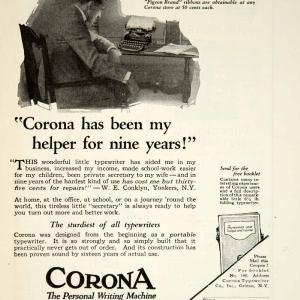 1922 Ad Corona Typewriter Company Personal Writing Machine Vintage Desk YRR2 Free Shipping Tumblr