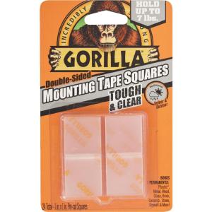 Gorilla Glue 1 In. x 1 In. 7 Lb. Capacity Permanent Clear Mounting Squares (24-Pack) For Nice For Sale