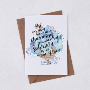 'Charming Qualities' Funny Jane Austen Quote Card Factory Outlet For Sale