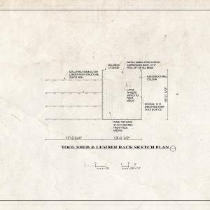 Blueprint Tool Shed & Lumber Rack Sketch Plan - Belmont Mill, Approximately 7 Miles South of U.S. Route 50 on USDA Forest Service Road No. 623, Ely, White Pine County, NV Wholesale Pice For Sale