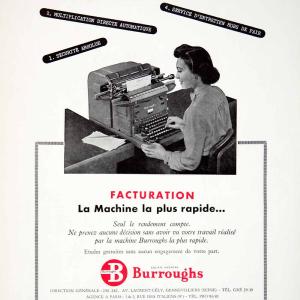 1957 Advert Burroughs Calculator Machine Secretary Fashion 1 Rue Italiens VEN7 Outlet Cheap