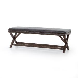 59" Leather Tailored Bench With Paypal Low Pice