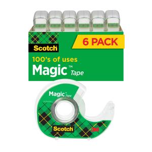 Scotch Magic Tape 6122MP, 3/4 in x 650 in 6 Pack Discount Inexpensive