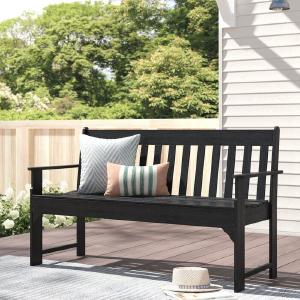35.25" H x 60" W x 24" D Black Vineyard Plastic Garden Bench Clearance Get To Buy