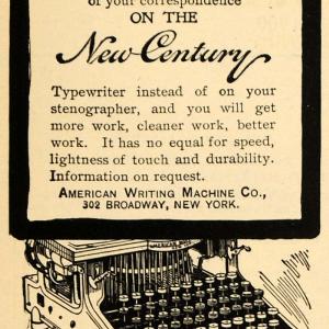 1900 Ad American Writing Machine Century Typewriter Business Supplies TOM3 Really Cheap