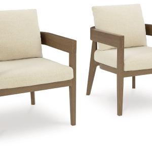 Serene Bay - Dark Brown / White - Arm Chair With Cushion (Set of 2) Clearance Original